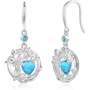 Tree of Life Earrings 925 Sterling Silver Dangle Drop Gemstone Birthstone Jewelr